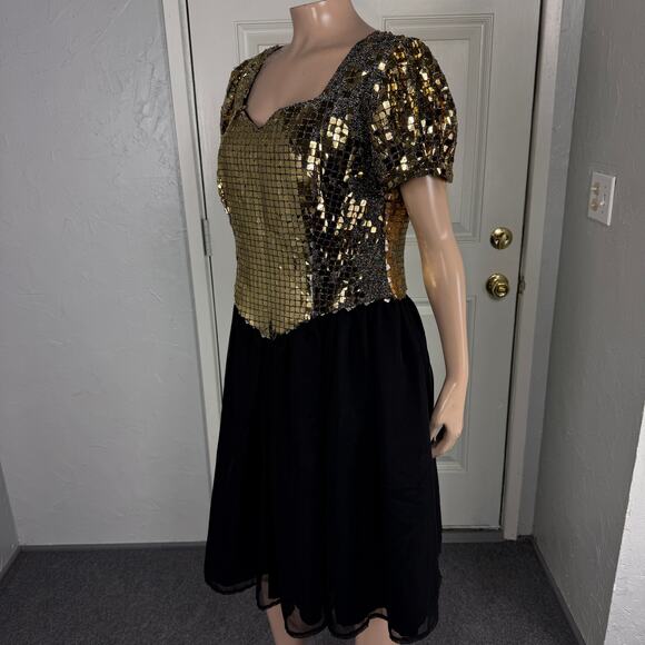 Vintage 80s 90s Party Disco ball Women's Dress Formal Sparkle Evening Prom D3-28 - Picture 4 of 8